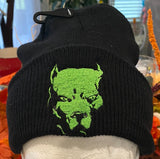 K9 Beanie With Lime Green Dog Head