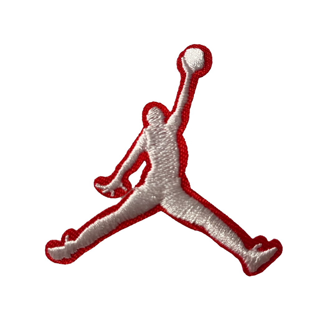 Jordan Jumpman Red Outline Logo Iron On Die Cut Patch RavnanProducts